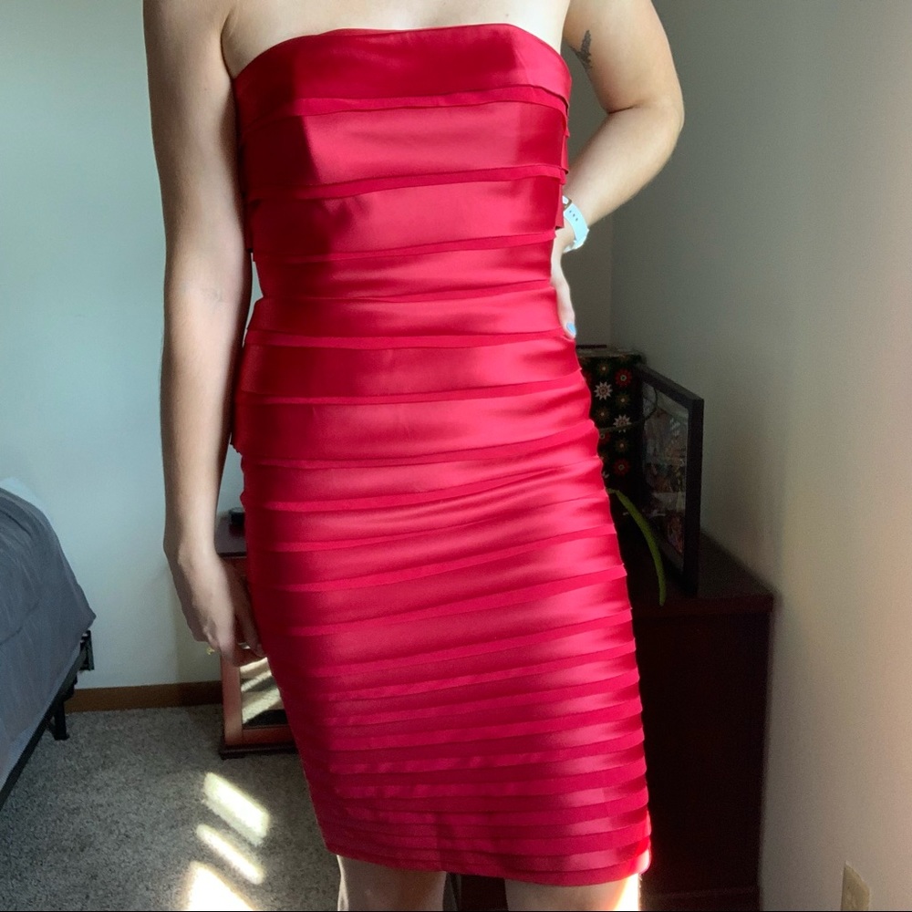 White House Black Market Red Strapless Dress